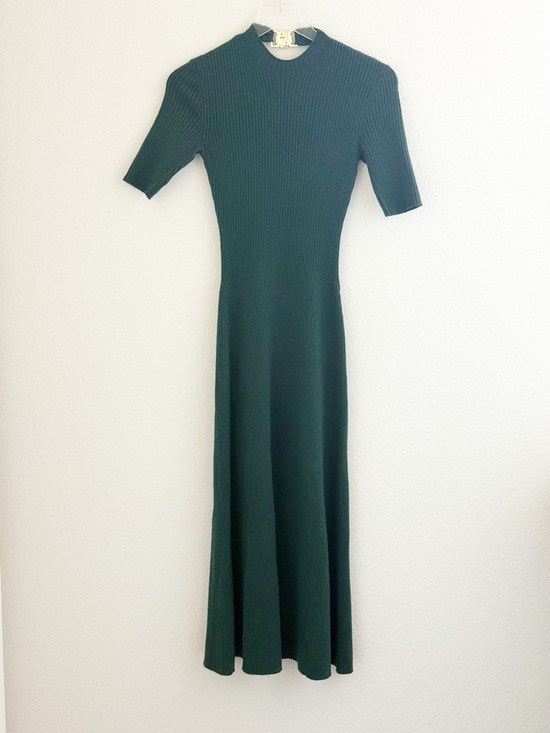 MAJE Bottle Green Knit Midi Sweater Dress 34/XS - Picture 3 of 15